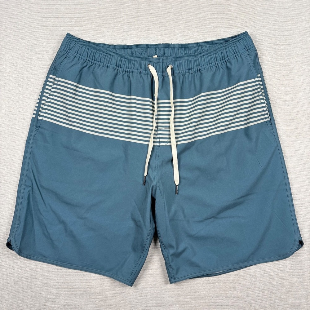 Fair Harbor Anchor Swim Trunks Mens XXL Blue White Striped Poly Stretch w/Liner